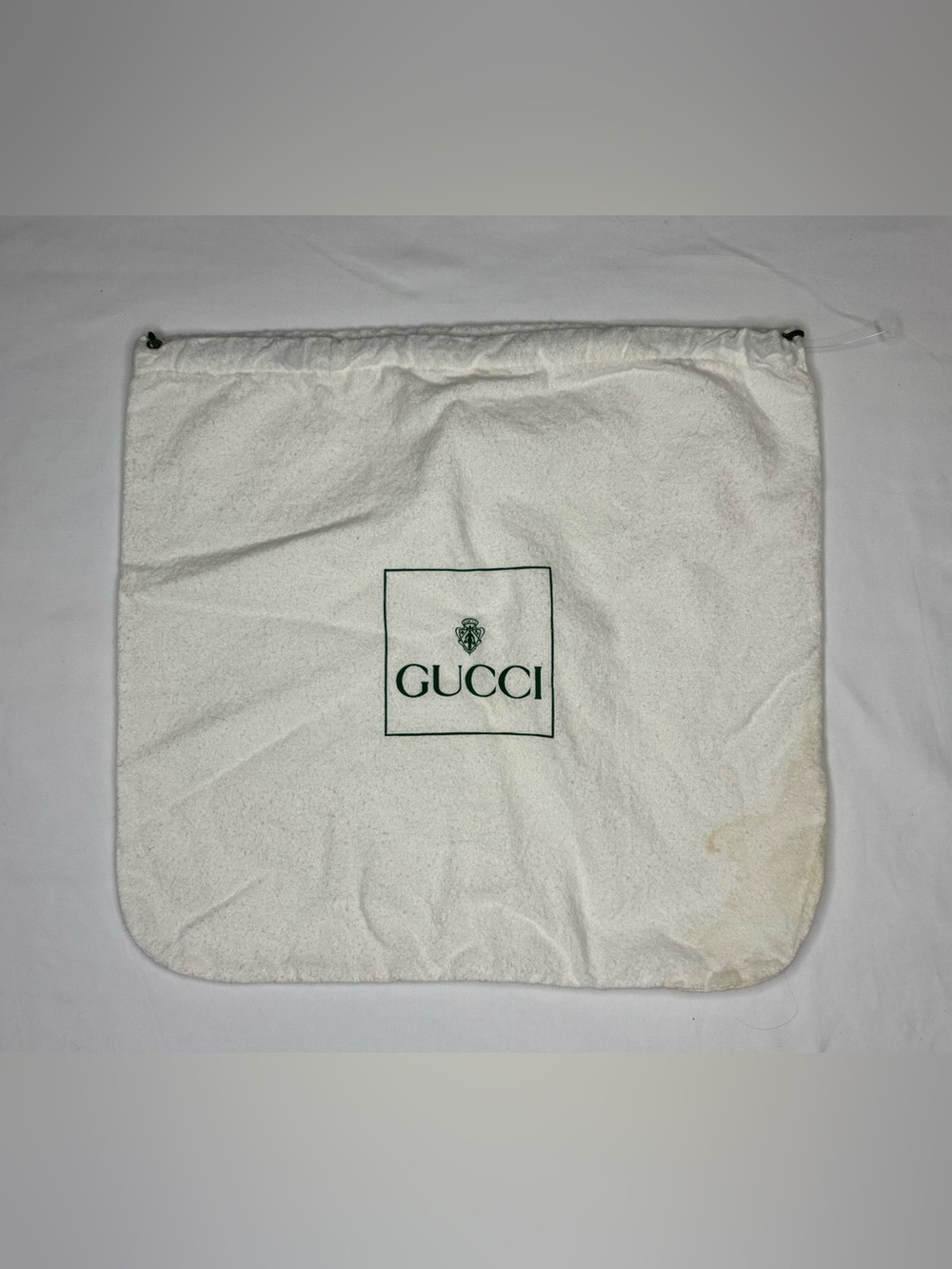 Gucci White Drawstring Dust Bag with Green Logo